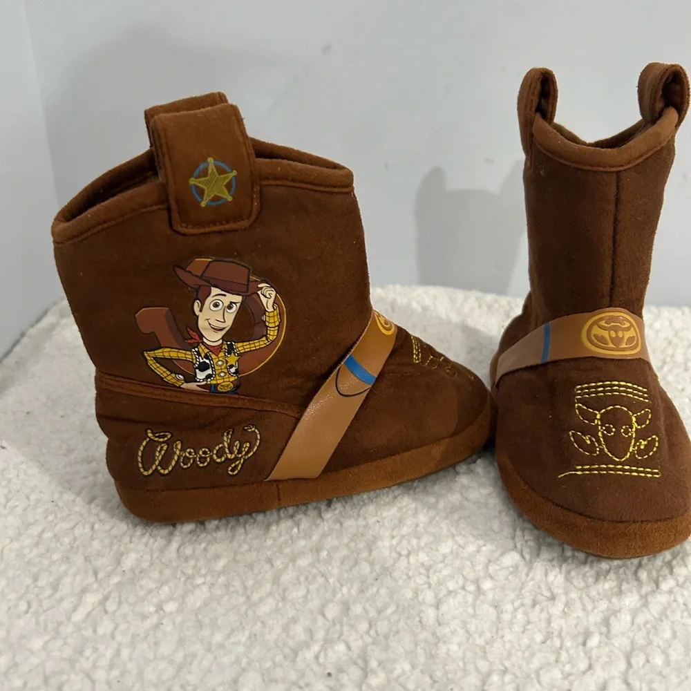Disney Toy Story Woody Boot Toddler Sz 7-8 Pull On Slippers Cowboy